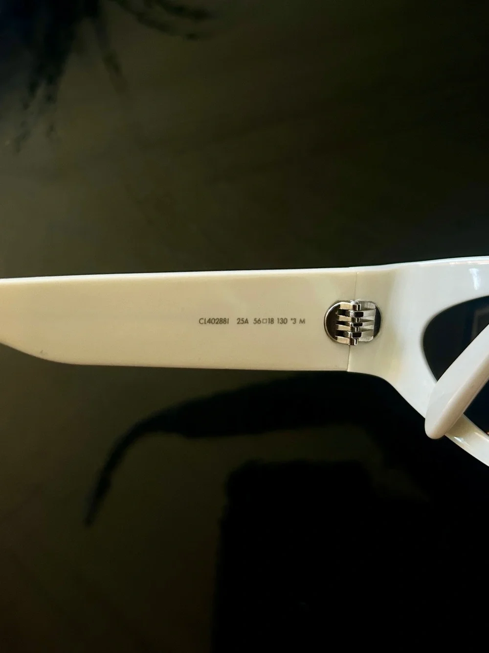 Celine White Oval Sunglasses with Black Lenses
